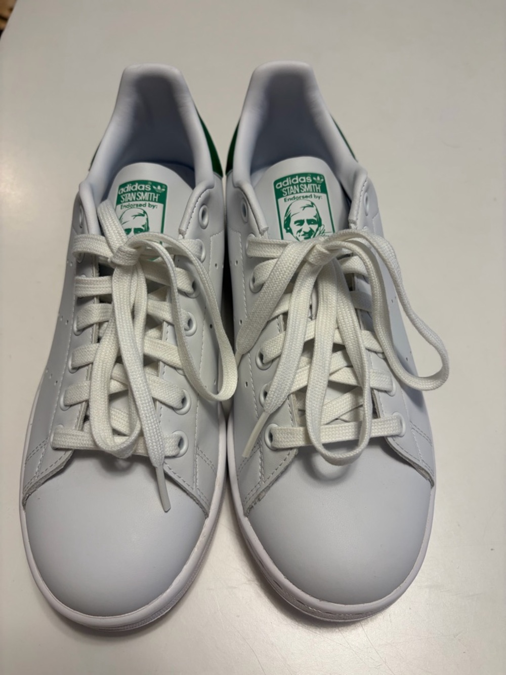 Adidas Womens Stan Smith White and Green Classic Sneakers - Picture 3 of 7